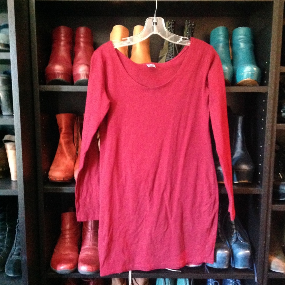 Cranberry red jersey mini-dress